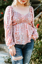 Load image into Gallery viewer, Plus Size Floral Smocked Flounce Sleeve Blouse
