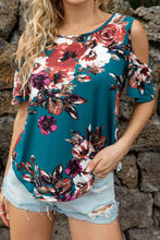 Load image into Gallery viewer, Floral Cold-Shoulder Round Neck Top
