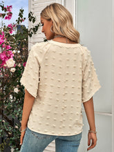 Load image into Gallery viewer, Swiss Dot Notched Neck Flare Sleeve Blouse
