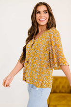 Load image into Gallery viewer, Printed Button Front Flare Sleeve Blouse
