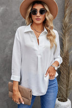 Load image into Gallery viewer, Textured Johnny Collar Three-Quarter Sleeve Blouse
